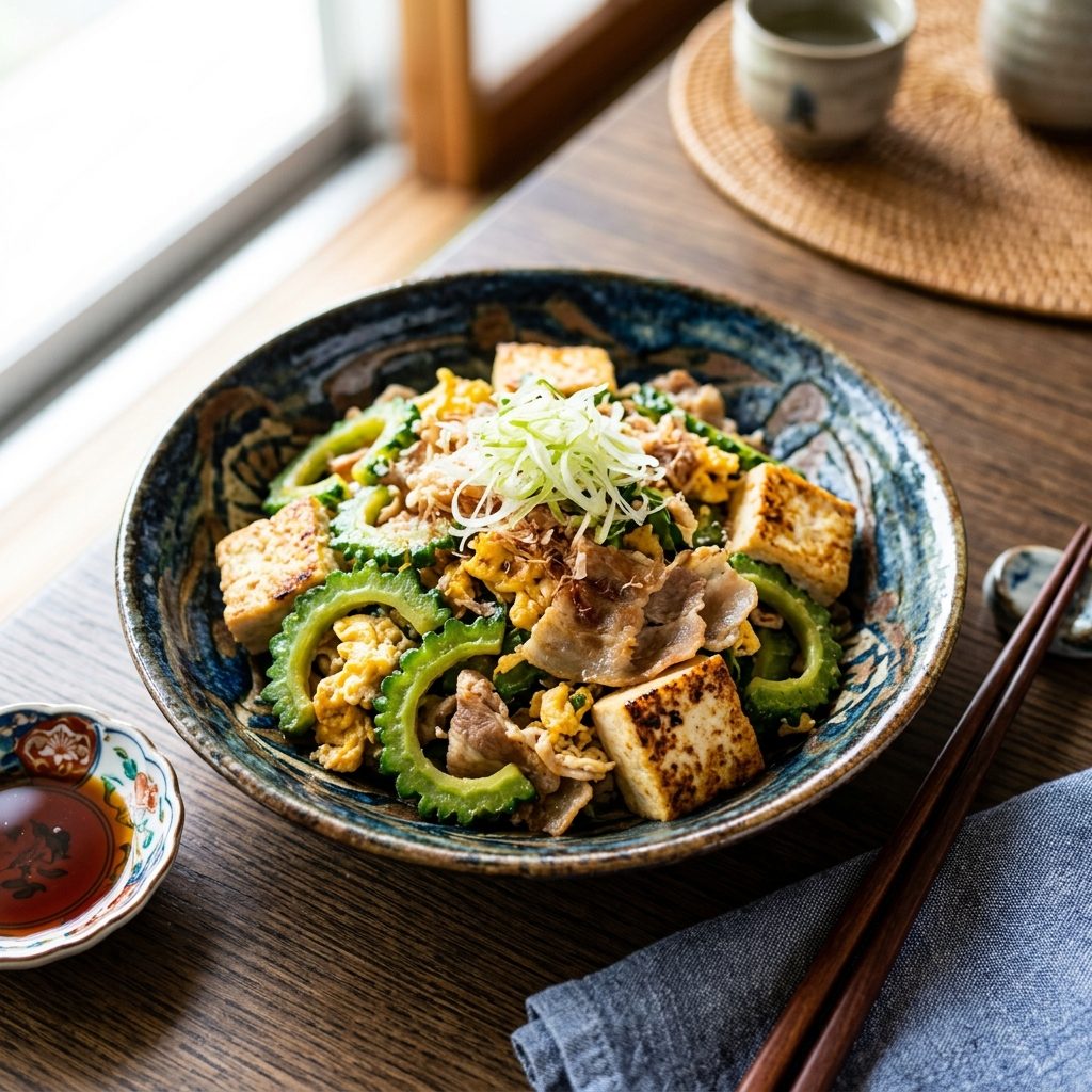 「ゴーヤの天ぷら」ほのかな苦味と黒糖焼酎