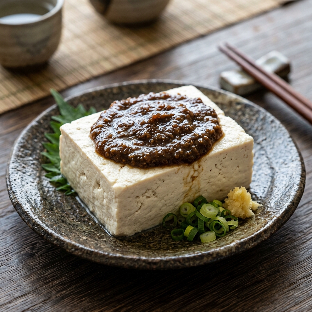 島独自の珍味「スンキ（塩辛）豆腐」